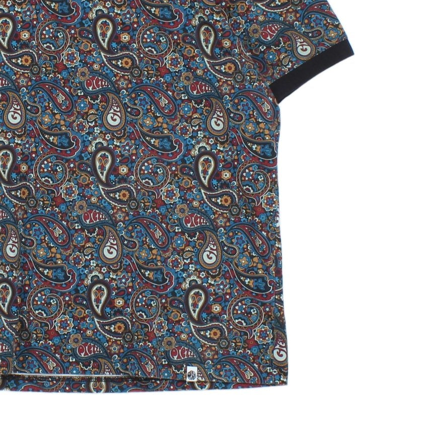 Mens Paisley Polo Shirt Collar Short Sleeve
