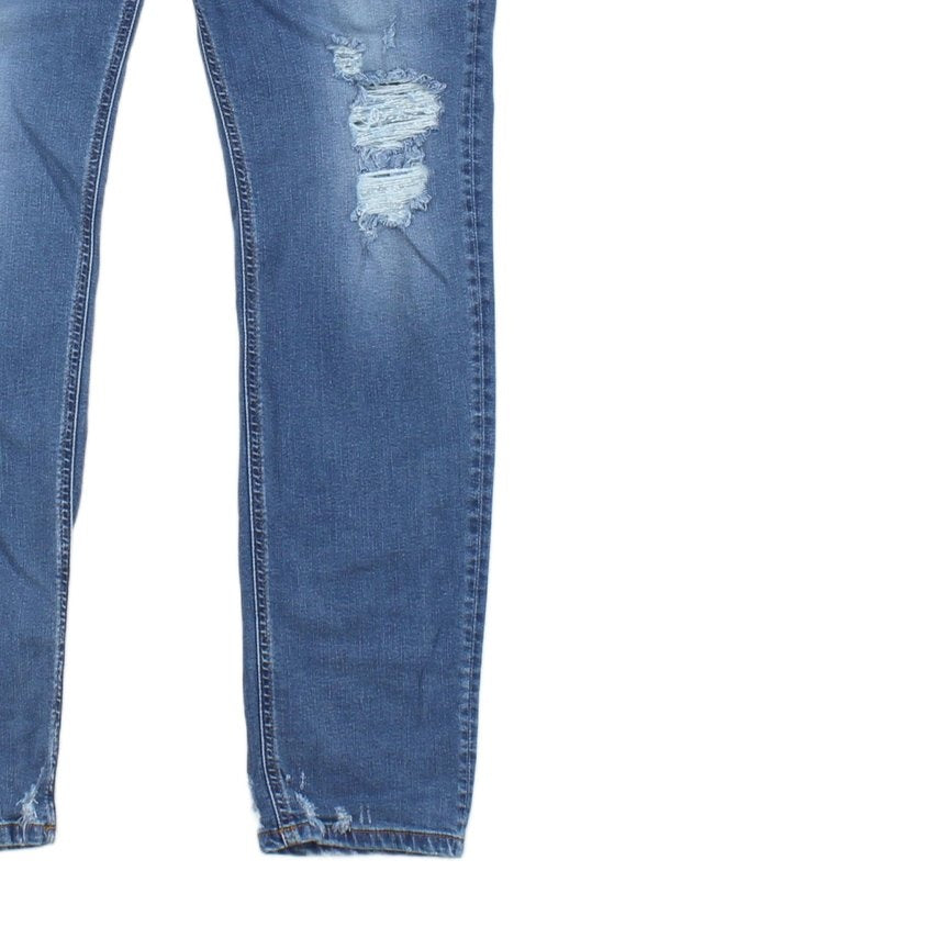 Mens Sleenker Jeans Slim Skinny Distressed Denim