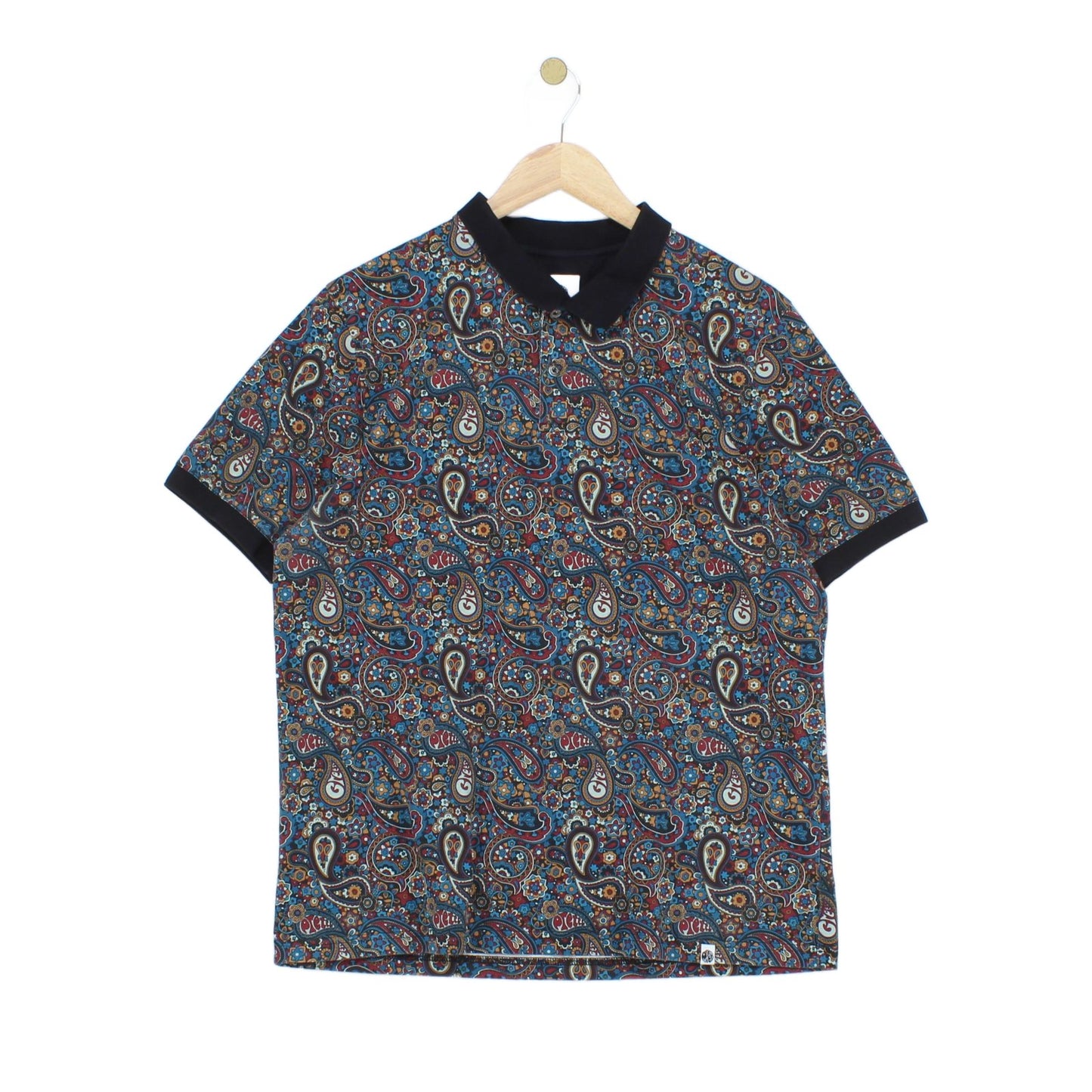 Mens Paisley Polo Shirt Collar Short Sleeve