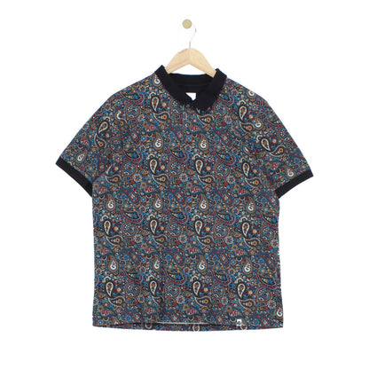 Mens Paisley Polo Shirt Collar Short Sleeve