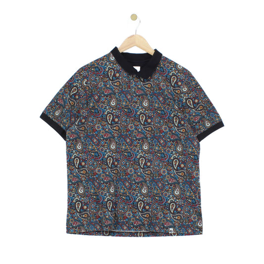 Mens Paisley Polo Shirt Collar Short Sleeve