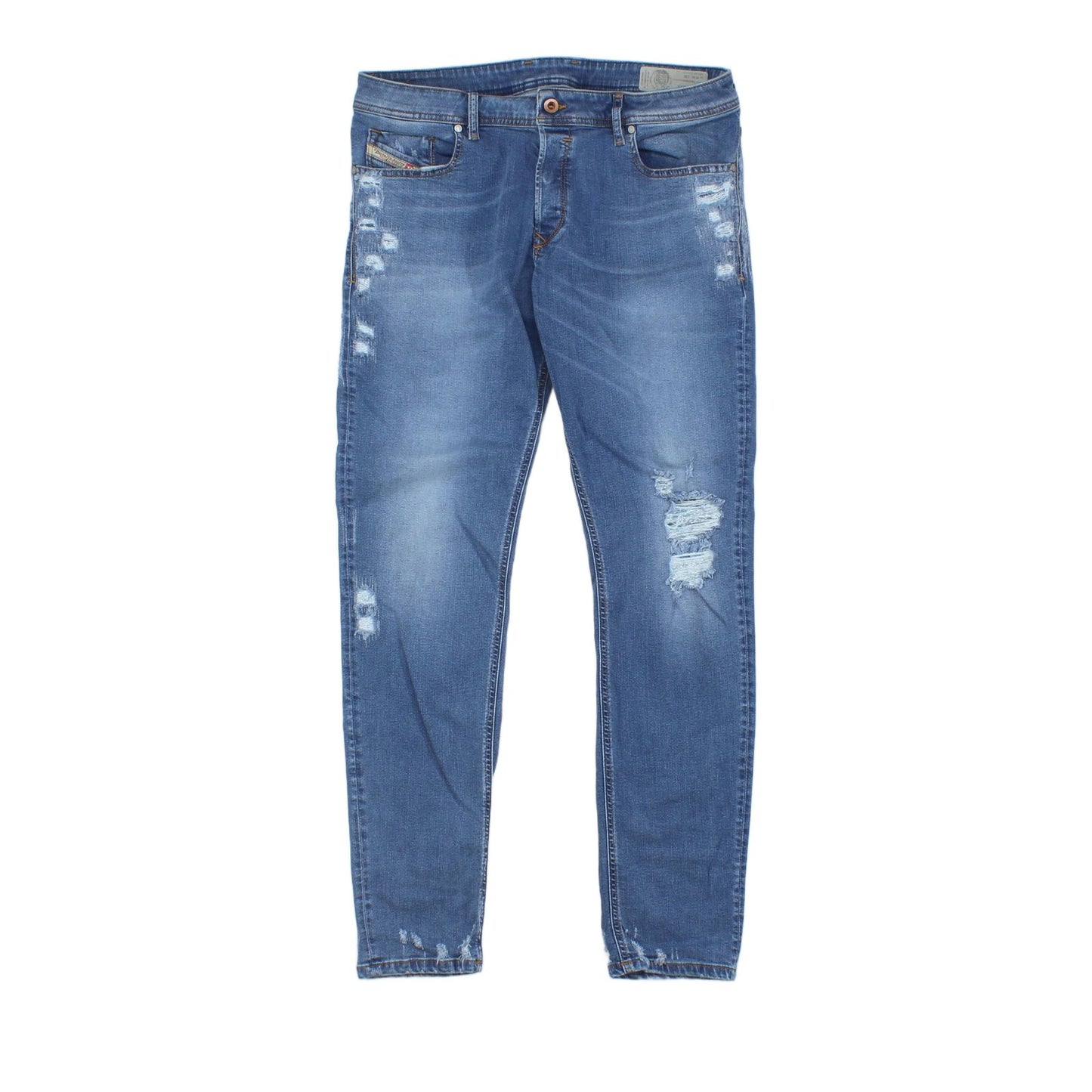 Mens Sleenker Jeans Slim Skinny Distressed Denim