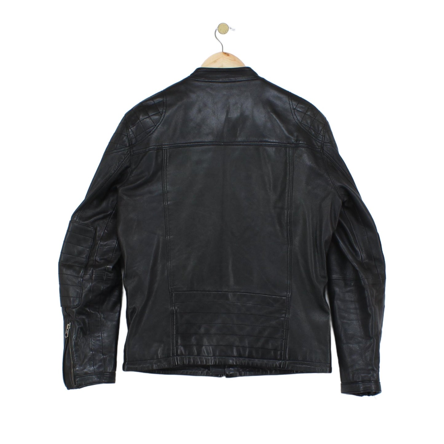 Mens Leather Jacket Biker Full Zip