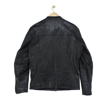 Mens Leather Jacket Biker Full Zip