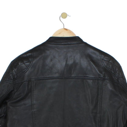 Mens Leather Jacket Biker Full Zip