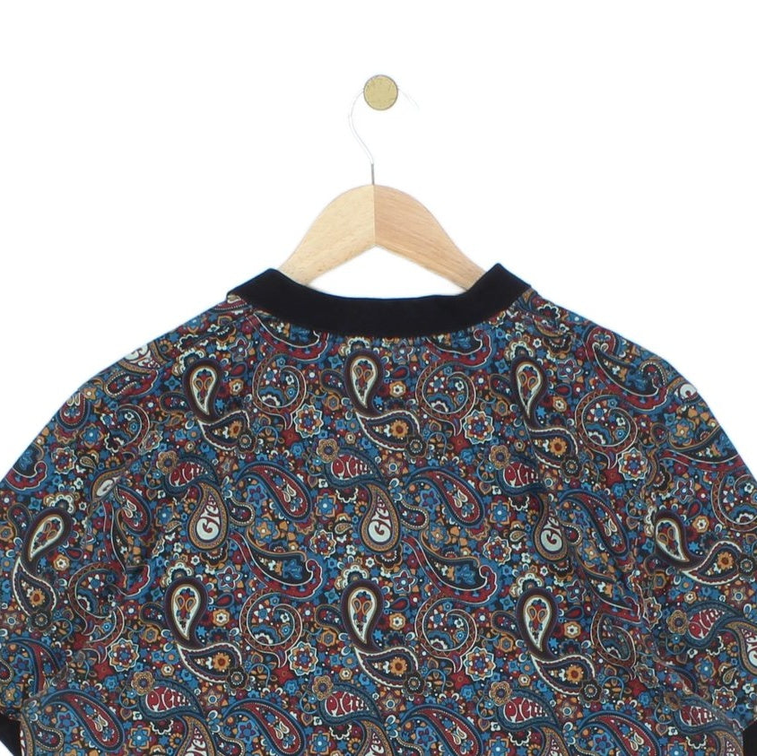 Mens Paisley Polo Shirt Collar Short Sleeve