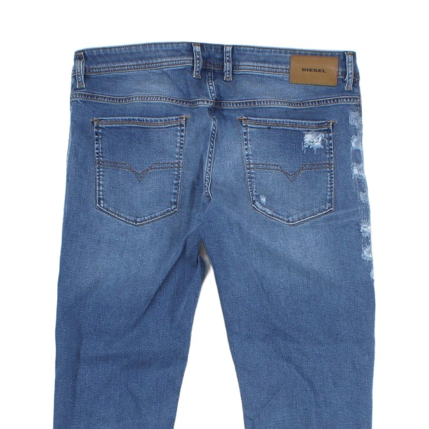 Mens Sleenker Jeans Slim Skinny Distressed Denim