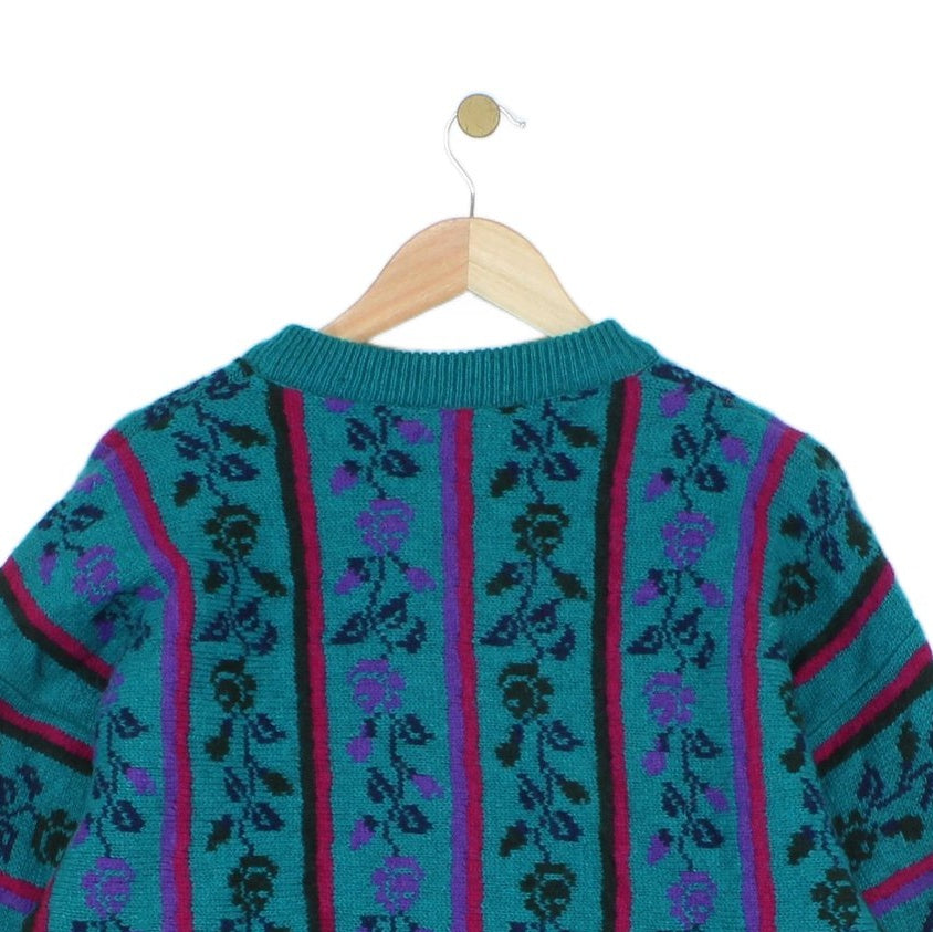 Womens Floral Jumper Knit Wool Oversized