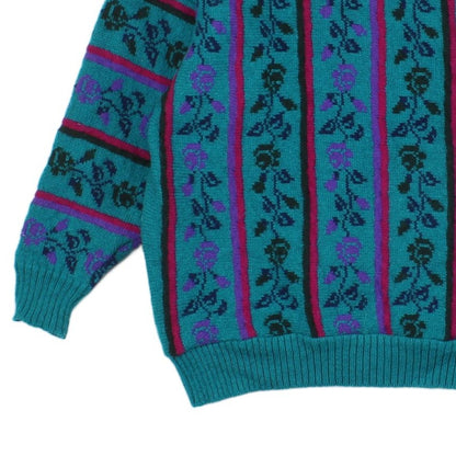 Womens Floral Jumper Knit Wool Oversized