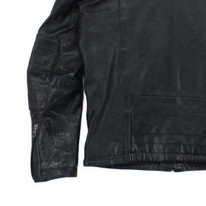 Mens Leather Jacket Biker Full Zip