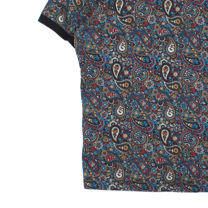 Mens Paisley Polo Shirt Collar Short Sleeve