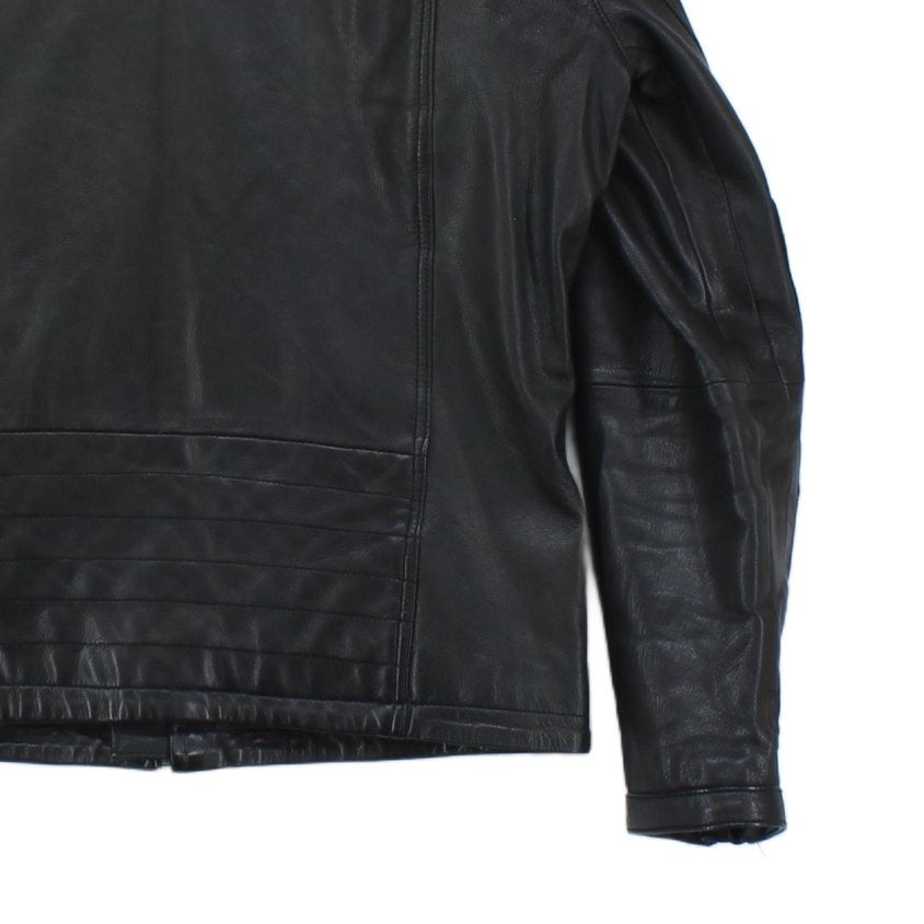 Mens Leather Jacket Biker Full Zip