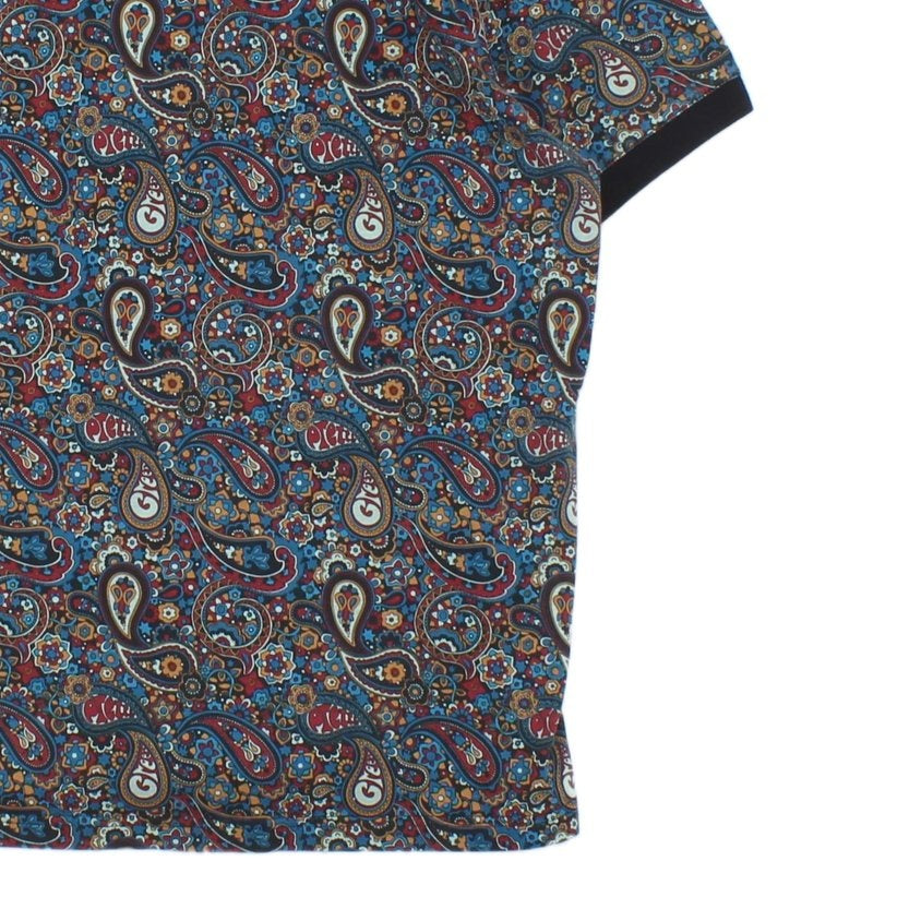 Mens Paisley Polo Shirt Collar Short Sleeve
