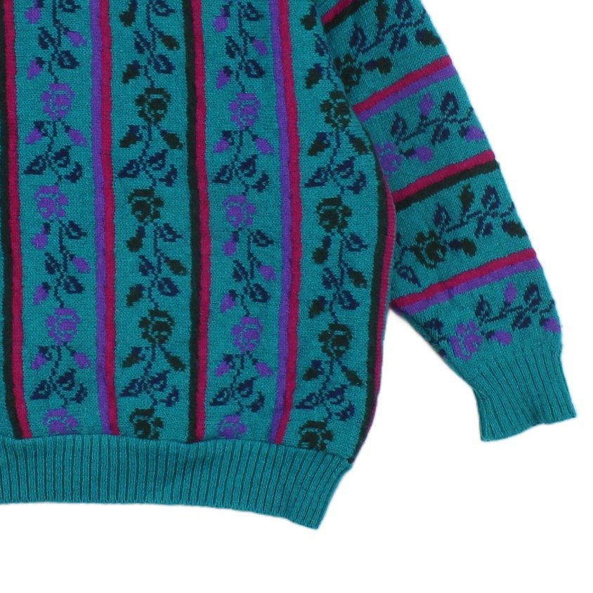 Womens Floral Jumper Knit Wool Oversized