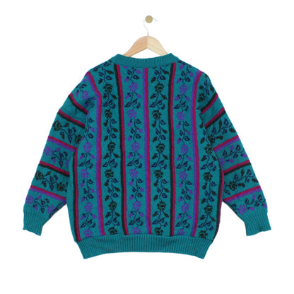 Womens Floral Jumper Knit Wool Oversized