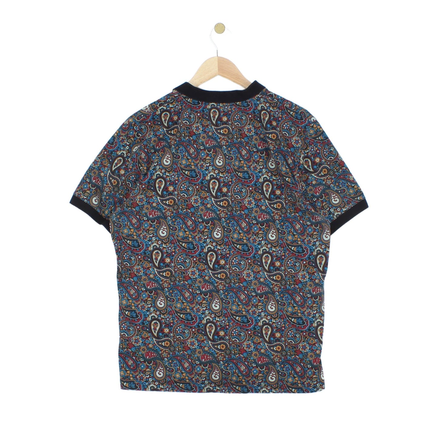 Mens Paisley Polo Shirt Collar Short Sleeve