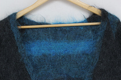 Womens Mohair Cardigan Fuzzy Knit Striped