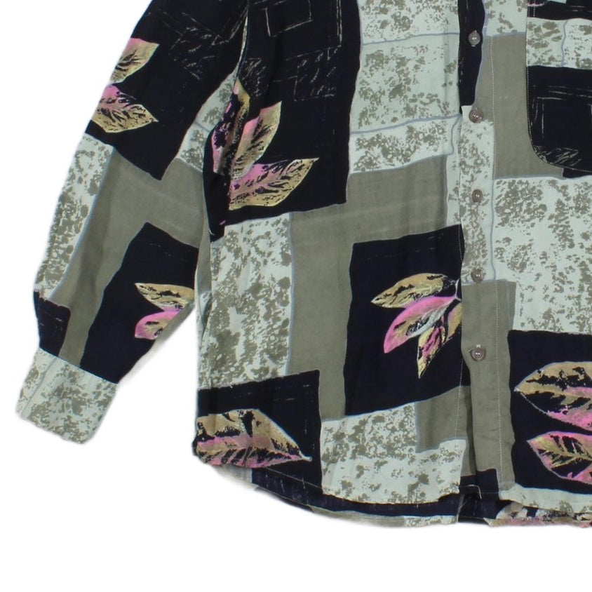 Mens Patterned Shirt Long Sleeve Viscose Relaxed
