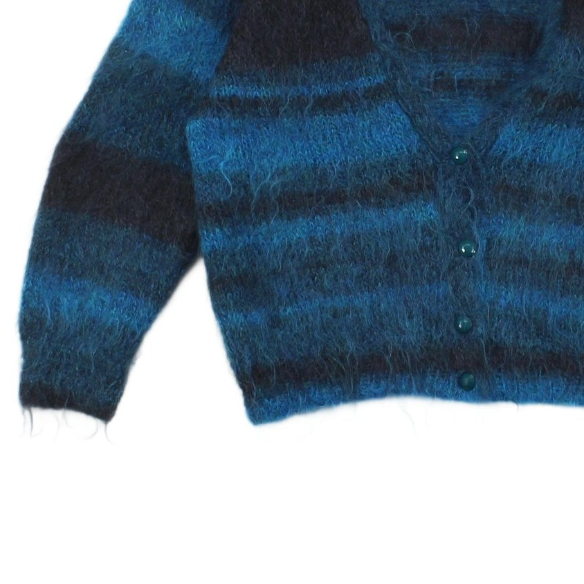Womens Mohair Cardigan Fuzzy Knit Striped