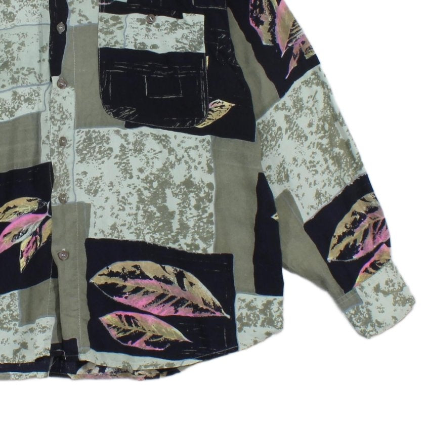 Mens Patterned Shirt Long Sleeve Viscose Relaxed