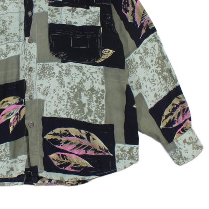 Mens Patterned Shirt Long Sleeve Viscose Relaxed