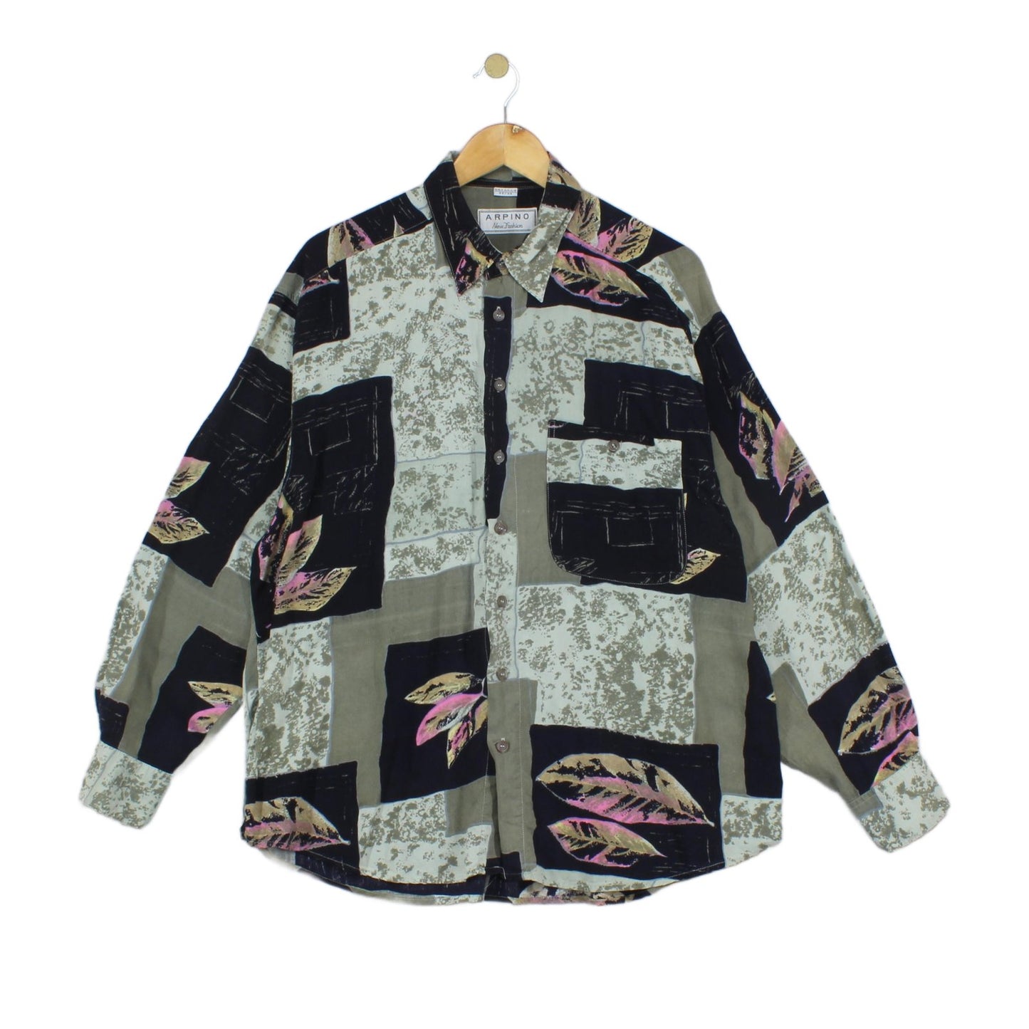 Mens Patterned Shirt Long Sleeve Viscose Relaxed
