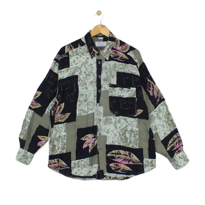 Mens Patterned Shirt Long Sleeve Viscose Relaxed