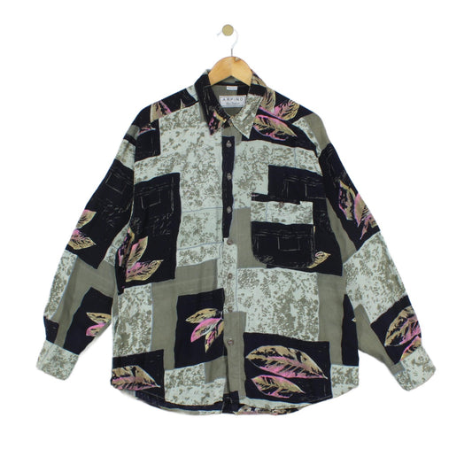 Mens Patterned Shirt Long Sleeve Viscose Relaxed