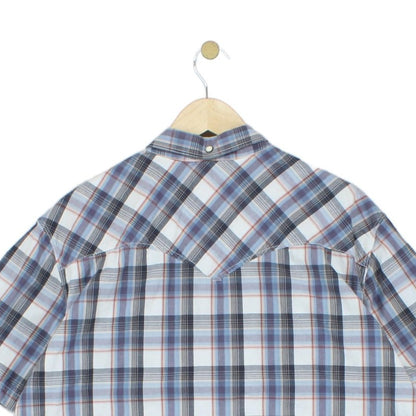 Mens Plaid Shirt Snap Short Sleeve Button Up