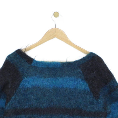 Womens Mohair Cardigan Fuzzy Knit Striped