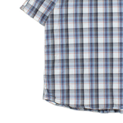 Mens Plaid Shirt Snap Short Sleeve Button Up