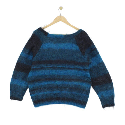 Womens Mohair Cardigan Fuzzy Knit Striped