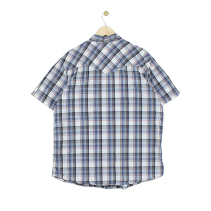 Mens Plaid Shirt Snap Short Sleeve Button Up