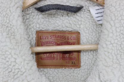 Mens Sherpa Denim Jacket Snap Button