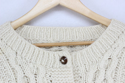 Womens Aran Knit Cardigan Cable Knit Button Up