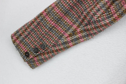 Womens Overcoat Plaid Check Wool Blend