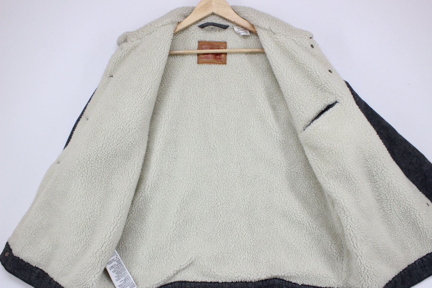 Mens Sherpa Denim Jacket Snap Button
