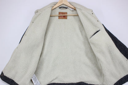 Mens Sherpa Denim Jacket Snap Button