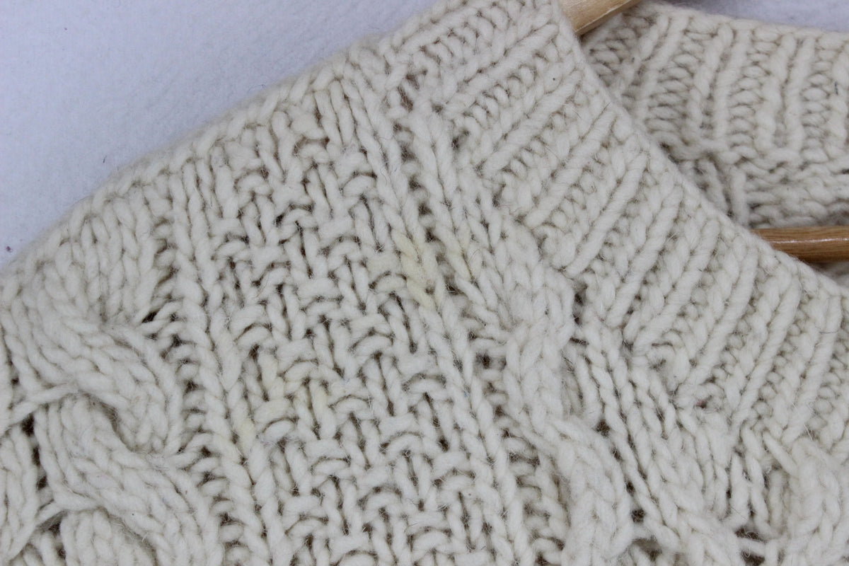 Womens Aran Knit Cardigan Cable Knit Button Up