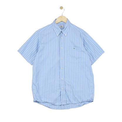 Mens Striped Shirt Short Sleeve Button Up