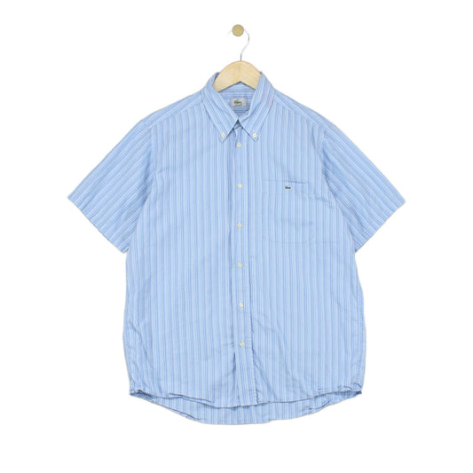 Mens Striped Shirt Short Sleeve Button Up