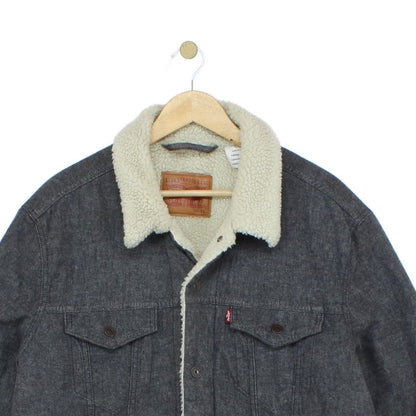 Mens Sherpa Denim Jacket Snap Button
