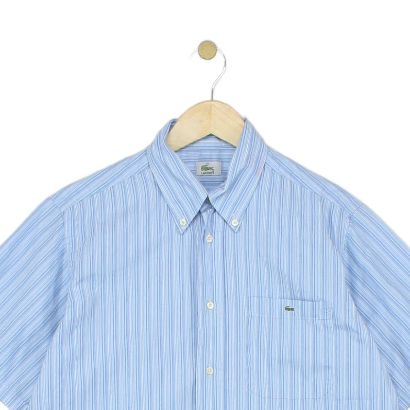 Mens Striped Shirt Short Sleeve Button Up