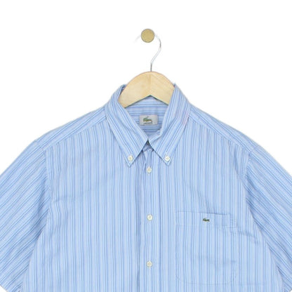Mens Striped Shirt Short Sleeve Button Up