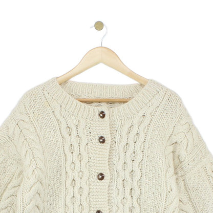 Womens Aran Knit Cardigan Cable Knit Button Up