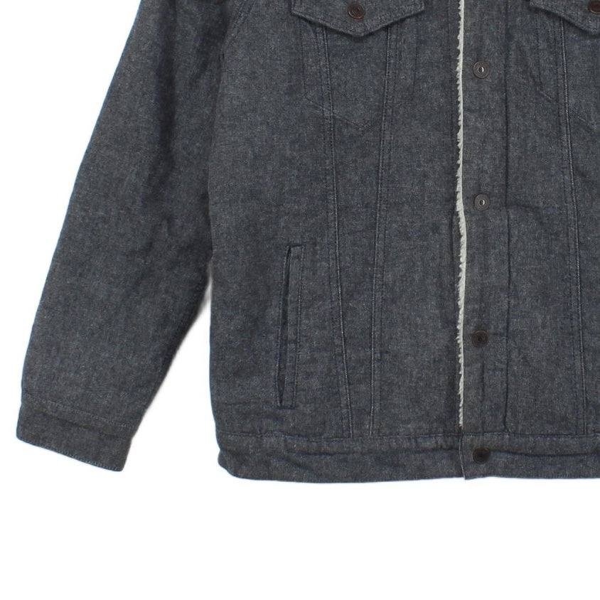 Mens Sherpa Denim Jacket Snap Button