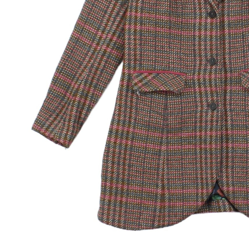 Womens Overcoat Plaid Check Wool Blend