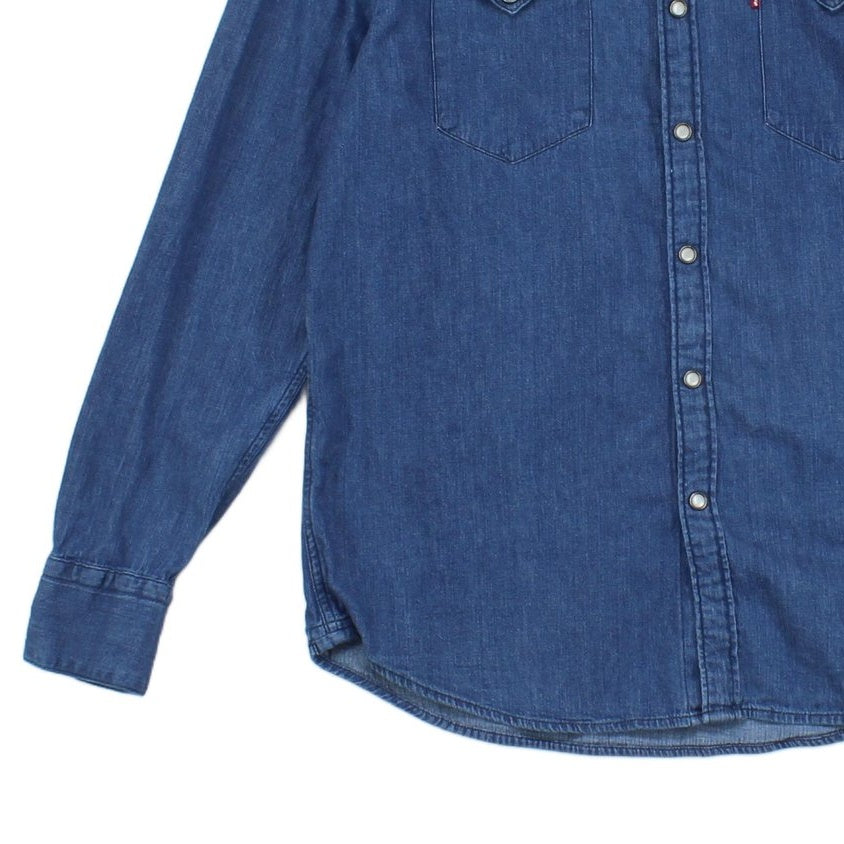 Mens Denim Shirt Slim Fit Western Long Sleeve