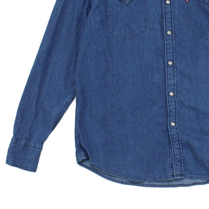 Mens Denim Shirt Slim Fit Western Long Sleeve