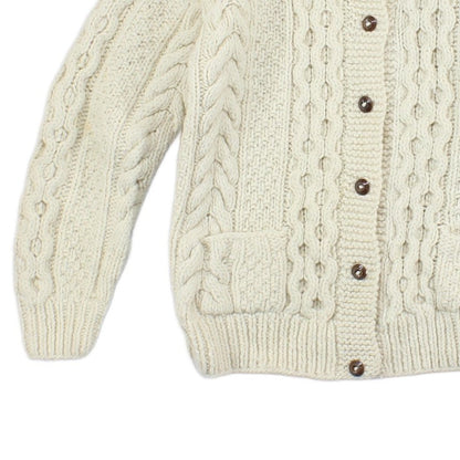 Womens Aran Knit Cardigan Cable Knit Button Up